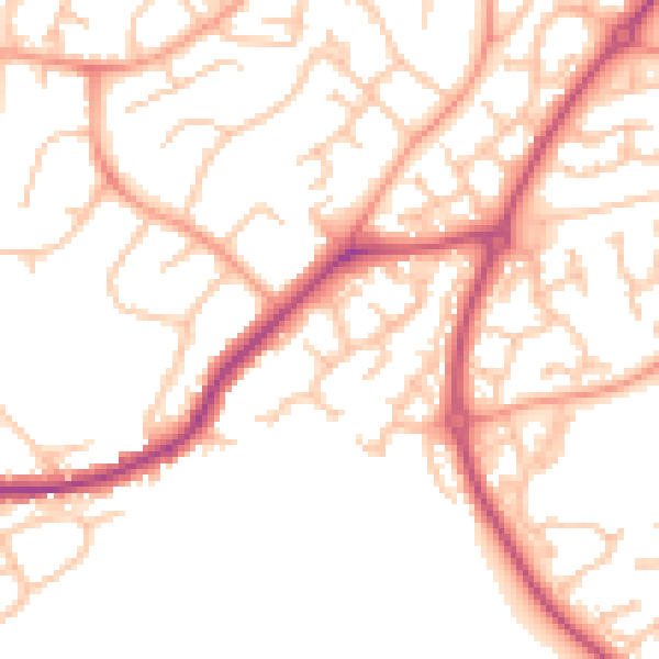 Daytime road noise heatmap for WR4 0BA