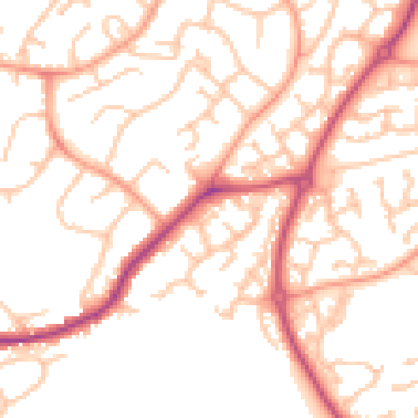 Daytime road noise heatmap for WR4 0BB