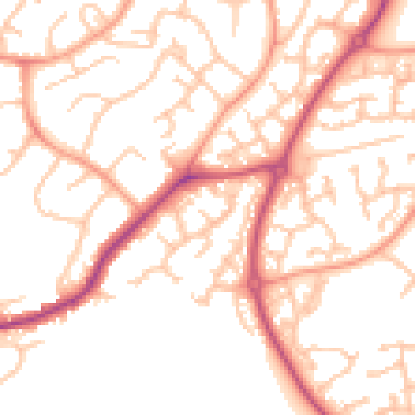 Daytime road noise heatmap for WR4 0BD