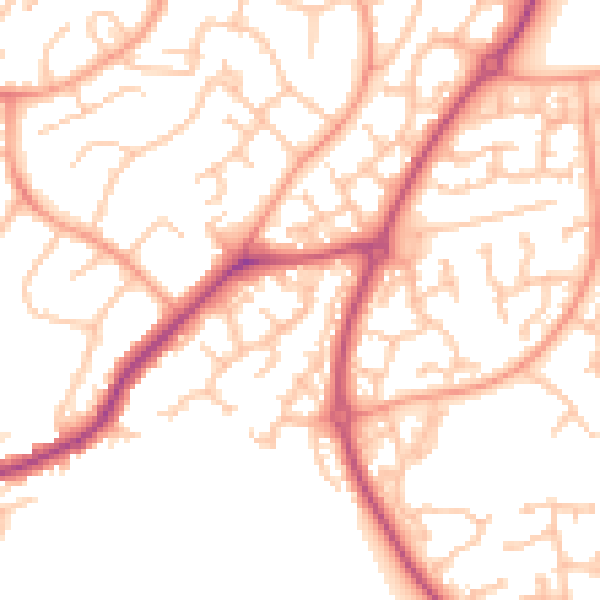 Daytime road noise heatmap for WR4 0BE