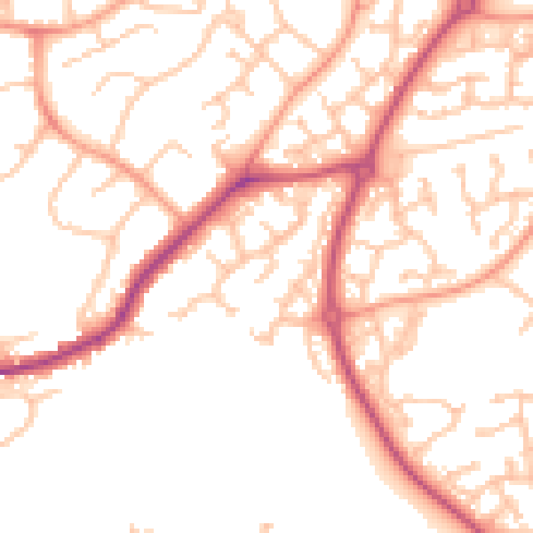 Daytime road noise heatmap for WR4 0BG
