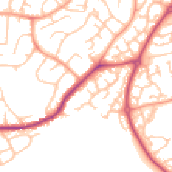 Daytime road noise heatmap for WR4 0BH
