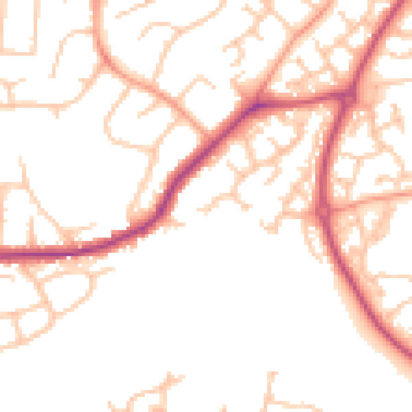 Daytime road noise heatmap for WR4 0BJ