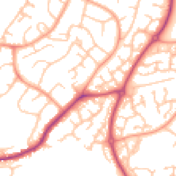 Daytime road noise heatmap for WR4 0BT