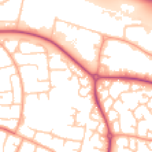 Daytime road noise heatmap for WR4 0DA