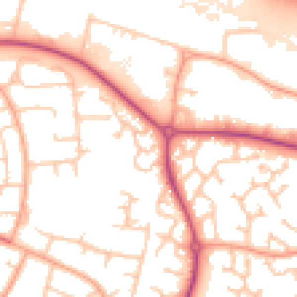 Daytime road noise heatmap for WR4 0DB