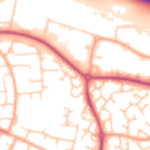 Daytime road noise heatmap for WR4 0DD