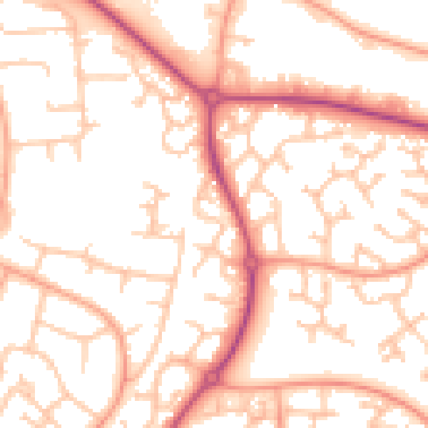 Daytime road noise heatmap for WR4 0DR