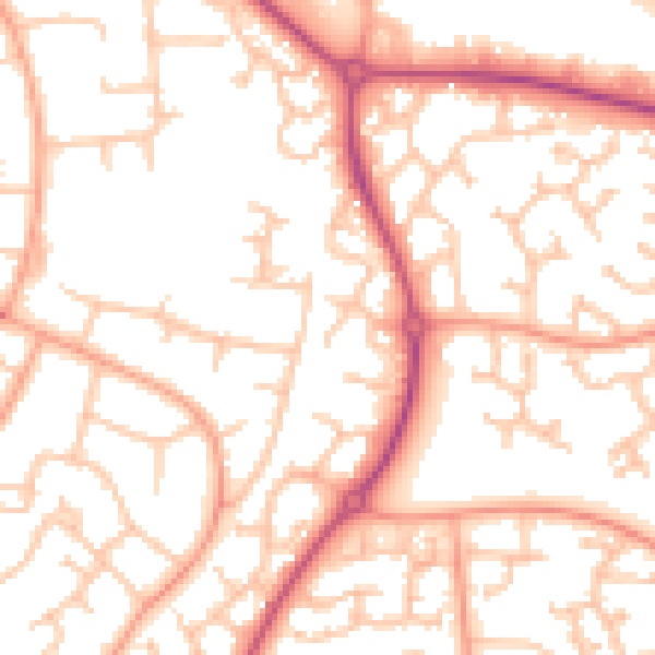 Daytime road noise heatmap for WR4 0DS