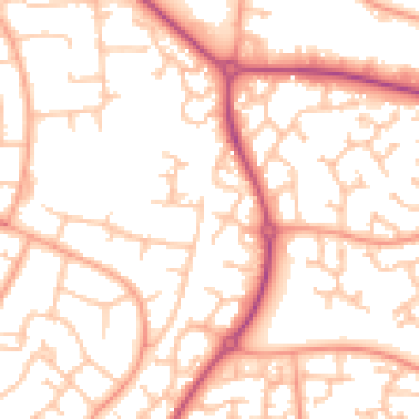 Daytime road noise heatmap for WR4 0DT