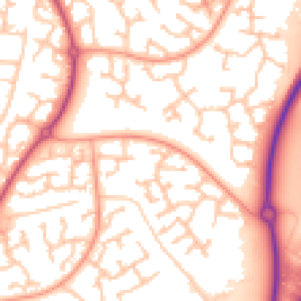 Daytime road noise heatmap for WR4 0DW