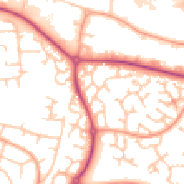 Daytime road noise heatmap for WR4 0EF