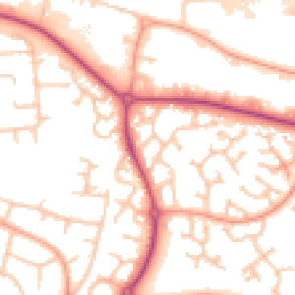 Daytime road noise heatmap for WR4 0EG