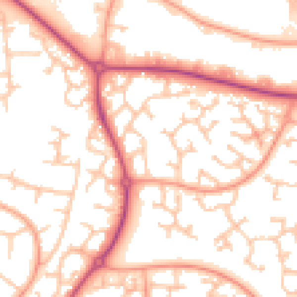 Daytime road noise heatmap for WR4 0EN