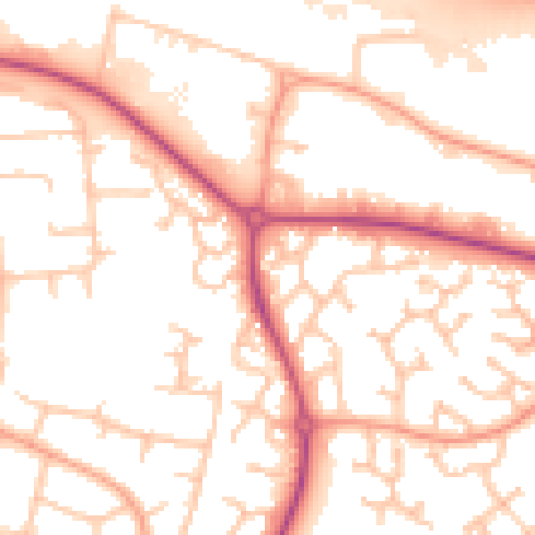Daytime road noise heatmap for WR4 0EP