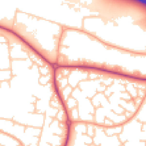 Daytime road noise heatmap for WR4 0EQ