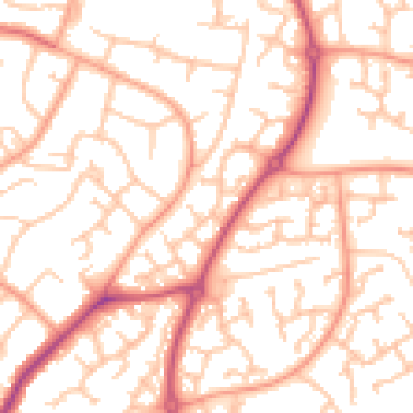 Daytime road noise heatmap for WR4 0HJ
