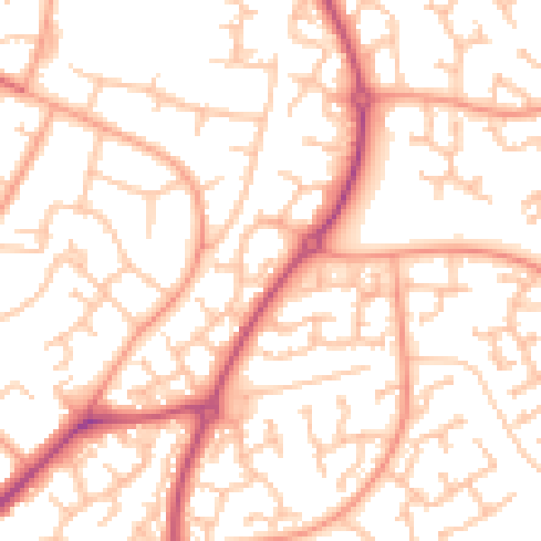 Daytime road noise heatmap for WR4 0HL