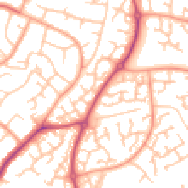 Daytime road noise heatmap for WR4 0HN