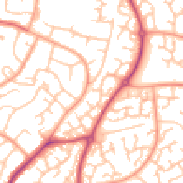 Daytime road noise heatmap for WR4 0HP