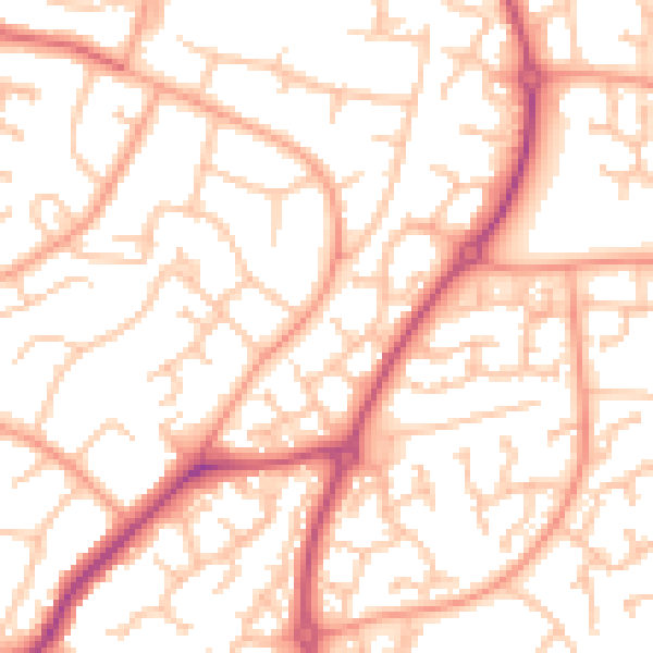 Daytime road noise heatmap for WR4 0HR