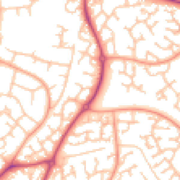 Daytime road noise heatmap for WR4 0HS