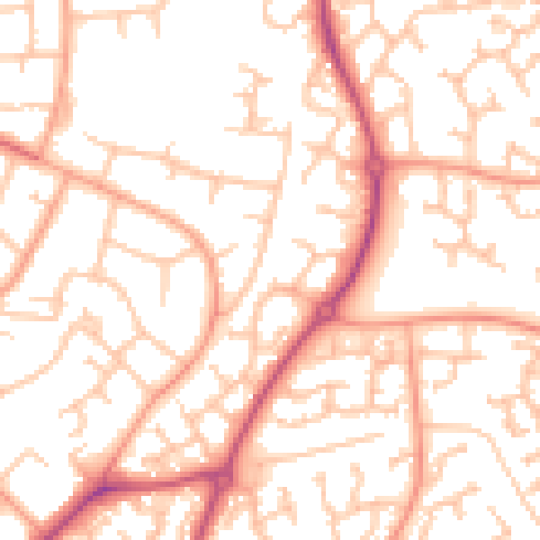 Daytime road noise heatmap for WR4 0HT