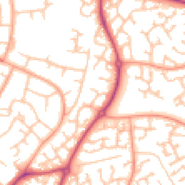 Daytime road noise heatmap for WR4 0HW