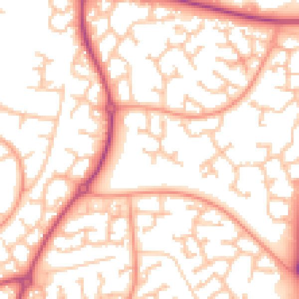 Daytime road noise heatmap for WR4 0JT