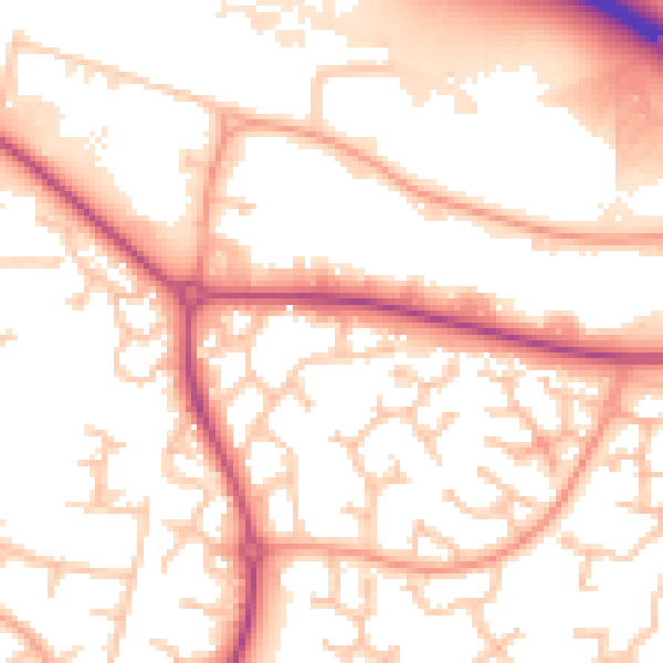 Daytime road noise heatmap for WR4 0QF