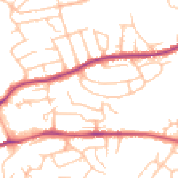 Daytime road noise heatmap for WR4 9AF
