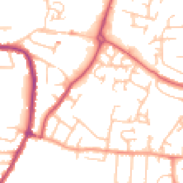 Daytime road noise heatmap for WR4 9FH