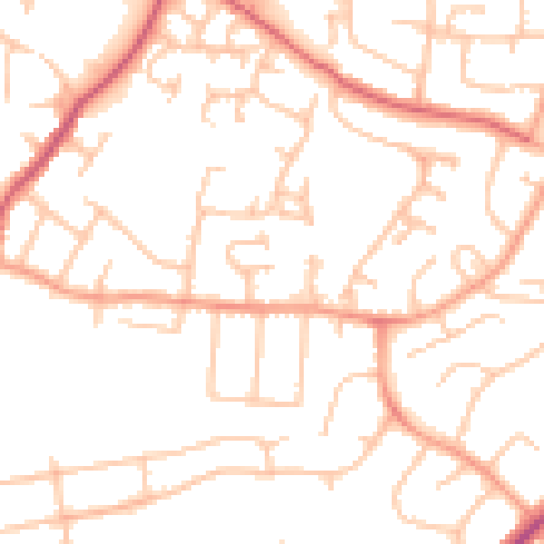 Daytime road noise heatmap for WR4 9FL