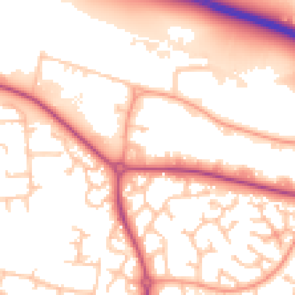 Daytime road noise heatmap for WR4 9FR
