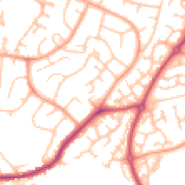 Daytime road noise heatmap for WR4 9FY