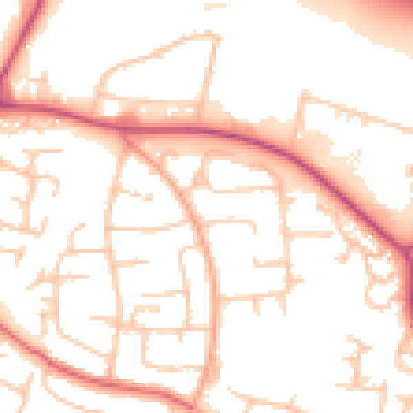 Daytime road noise heatmap for WR4 9GR