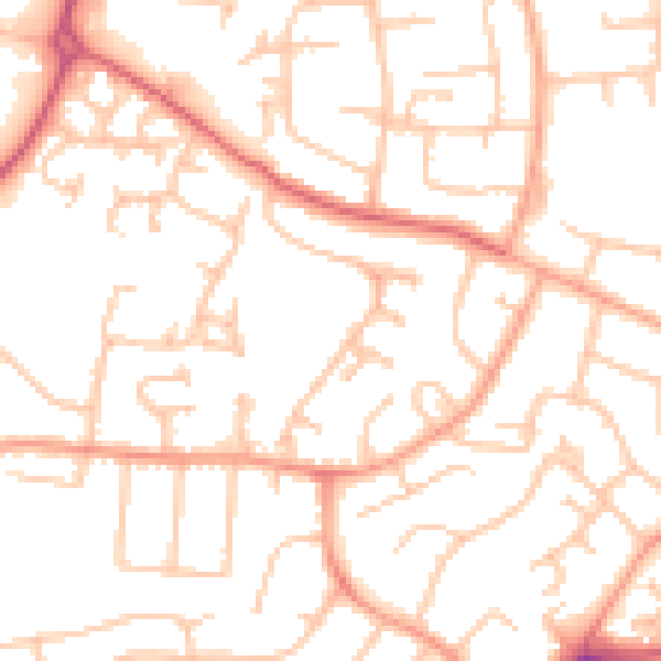 Daytime road noise heatmap for WR4 9HG