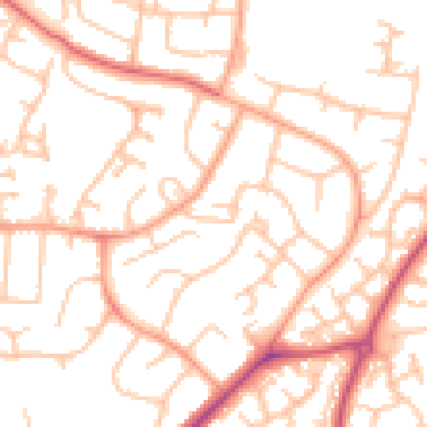 Daytime road noise heatmap for WR4 9HW