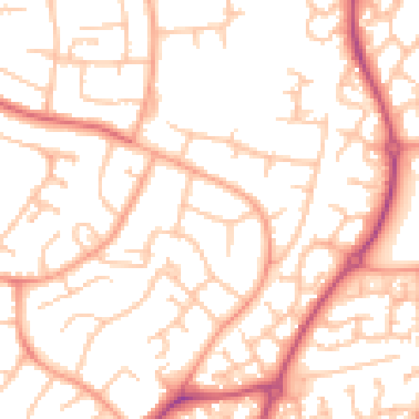 Daytime road noise heatmap for WR4 9HX