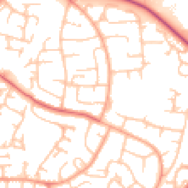 Daytime road noise heatmap for WR4 9JZ