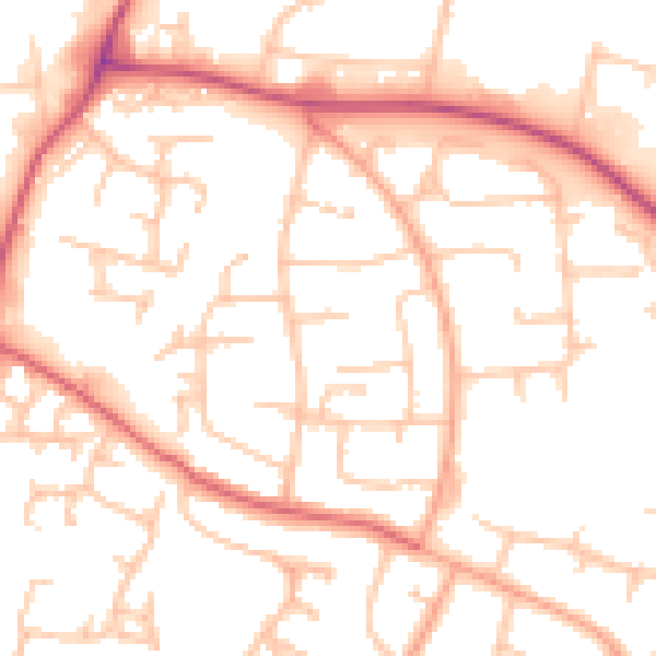 Daytime road noise heatmap for WR4 9LF