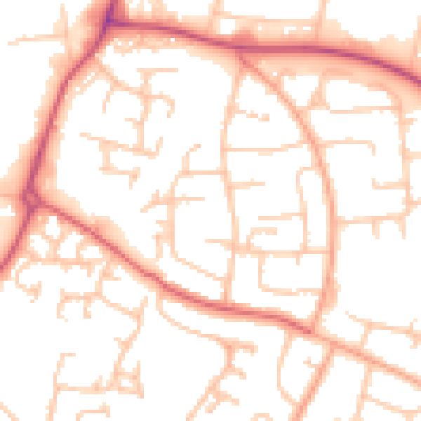 Daytime road noise heatmap for WR4 9LH