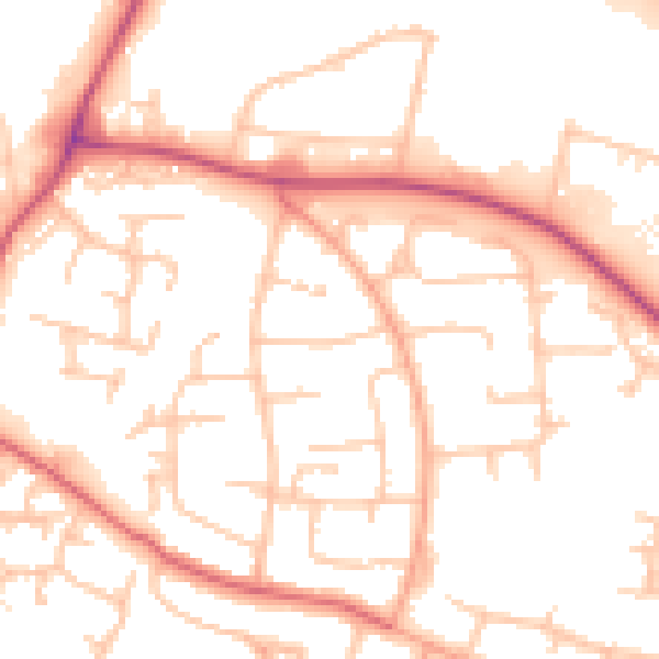 Daytime road noise heatmap for WR4 9LT