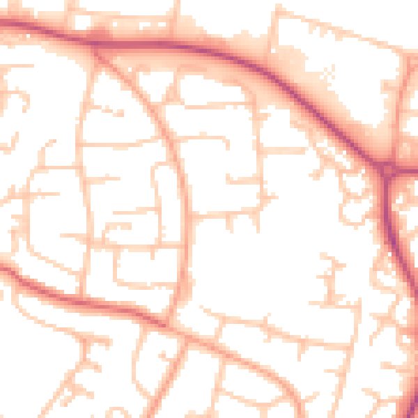 Daytime road noise heatmap for WR4 9PB