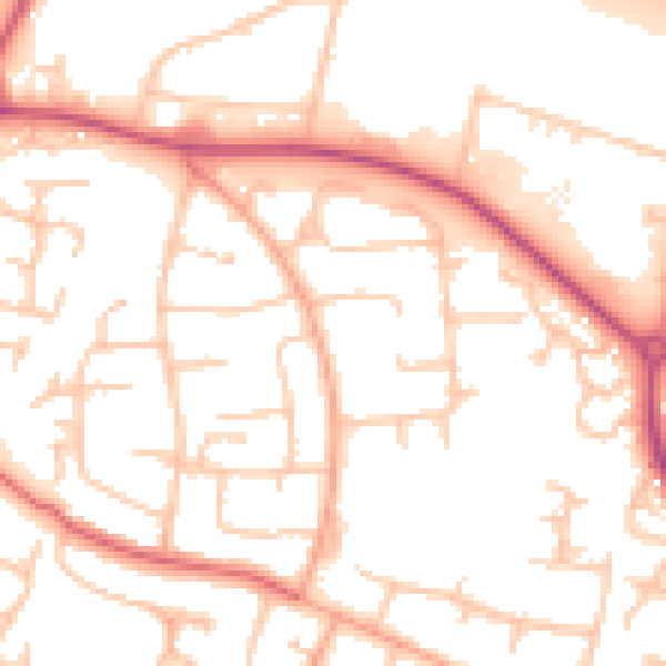 Daytime road noise heatmap for WR4 9PH
