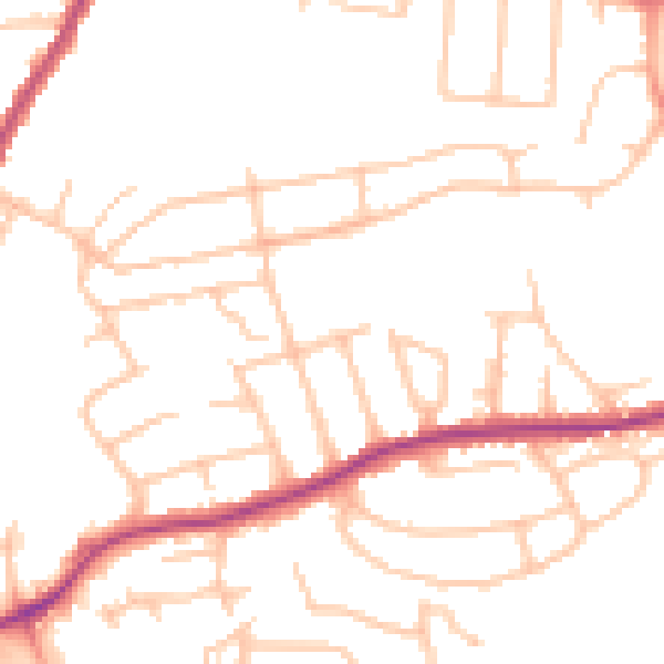 Daytime road noise heatmap for WR4 9SH