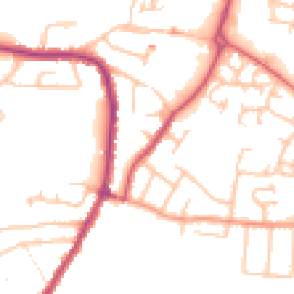 Daytime road noise heatmap for WR4 9ST