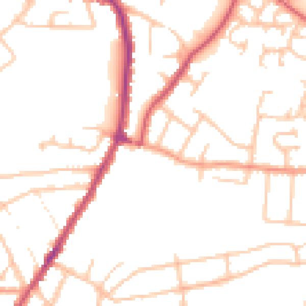 Daytime road noise heatmap for WR4 9TG