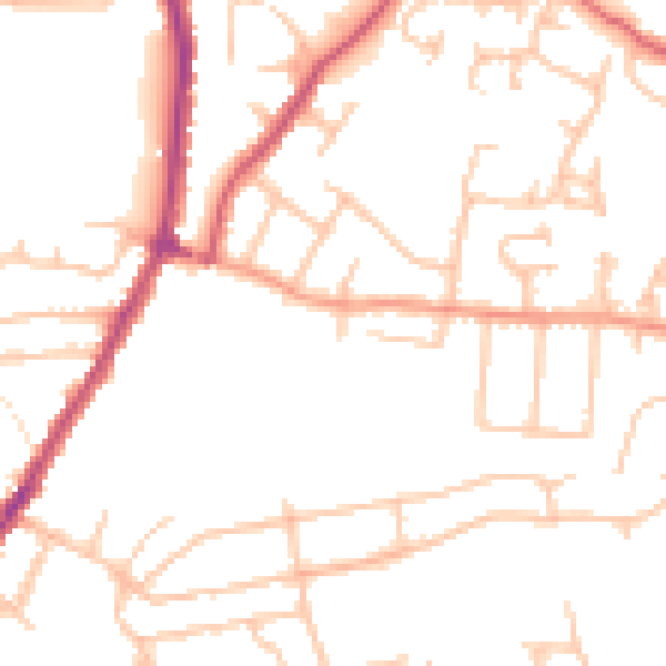 Daytime road noise heatmap for WR4 9TL