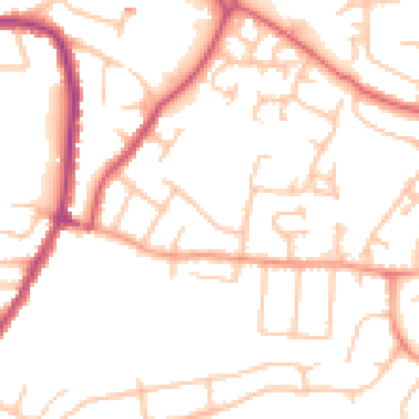 Daytime road noise heatmap for WR4 9UD